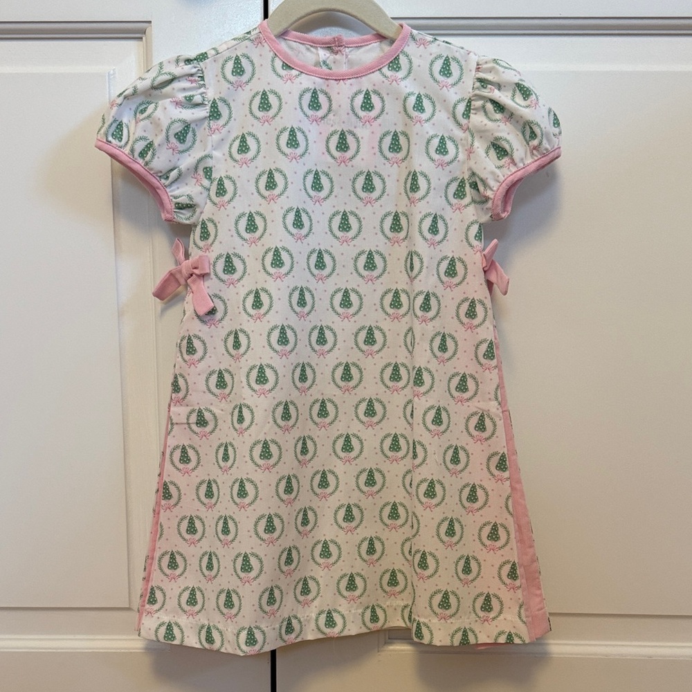 Pink and Green Patterned Kids Dress